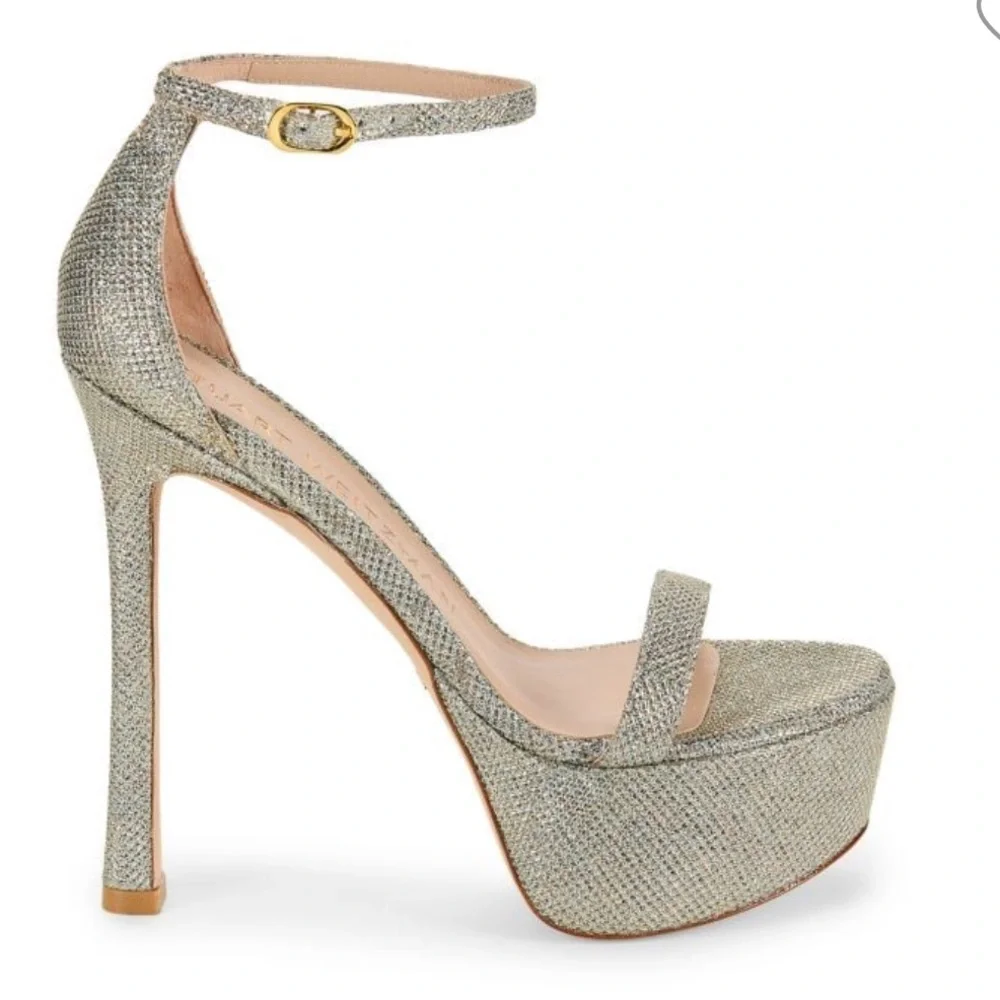 🌹STUART WEITZMAN 🌹 Nudistcurve Metallic Platform Sandals Size: 10